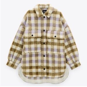 Zara Shirt Jacket Womens S-M Oversized Relaxed Shacket Over Shirt Outdoor Coat
